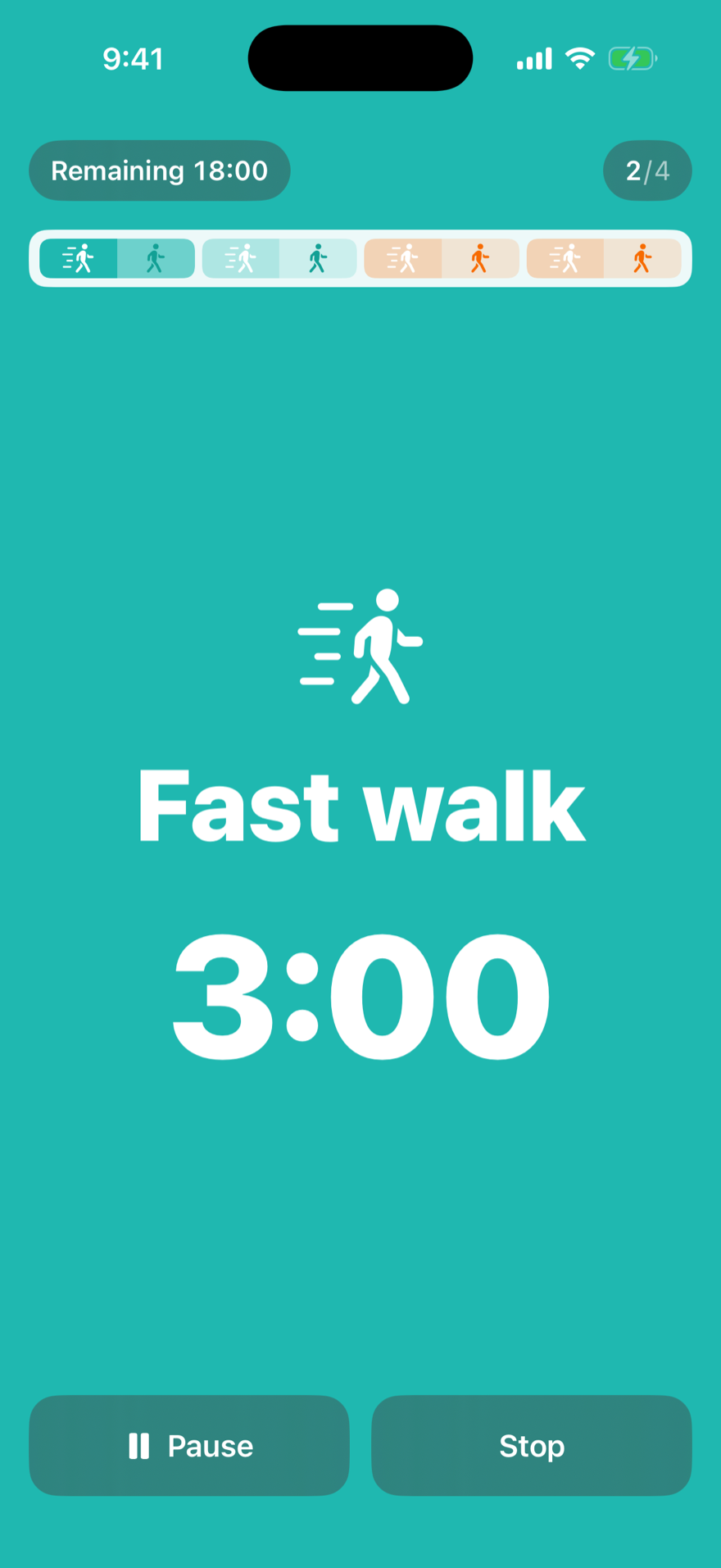 FLIPWALK outbound teal screen (Fast walk 3:00)